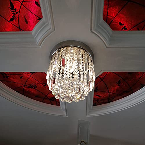 Image of GA Crystal Glass Chandelier /Ceiling Light, Led Light, Crystal Chandelier for Banquet Hall, Living Room, Restaurants, Hotels, Temples (35cm, Yellow)