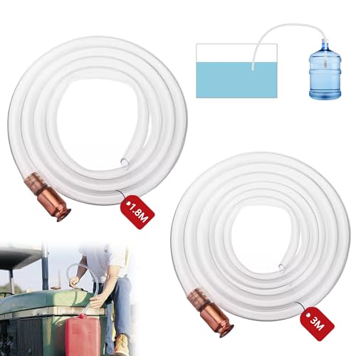 2 Stück Selbstansaugende Schüttelschlauch Benzin: 1.8M/3M Lang PVC Antistatisch Schüttelpumpe Pumpschlauch für Benzin/Gas/Kraftstoff/Diesel/Wasser Transfer