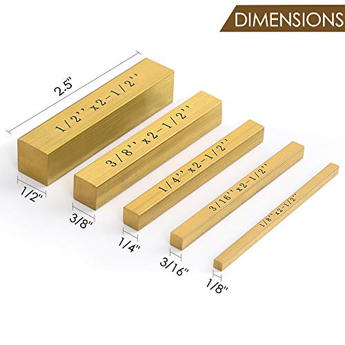 Brass Setup Blocks Height Gauge Set - Set of 5 Accurate Table Saw Accessories for Woodworkers - Bars Include Laser Engraved Size Markings