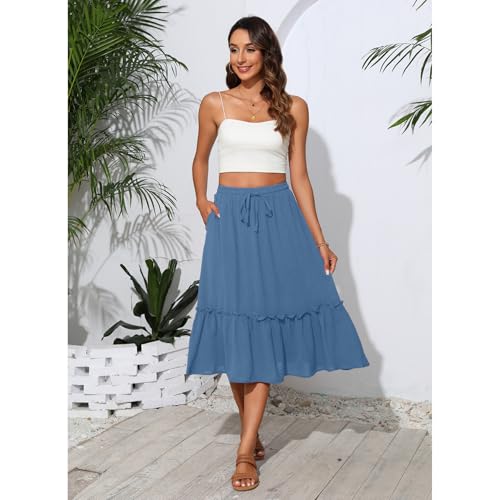 Image of Witsmile High Waist Tiered Skirts for Women Flowy Skirts for Women Long Length with Pockets 2026 Fashion Trendy