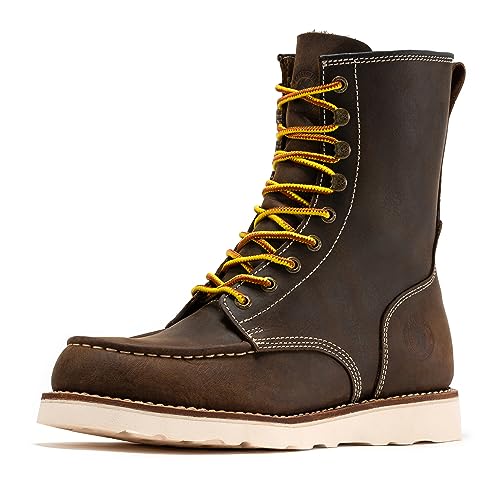Image of ROCKROOSTER Mantua Work Boots for Men, 8 inch Soft Toe, Slip-Resistant Wedge Outsole Moc Toe Electrical Boots