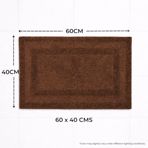 Image of Cotton Reversible Tufted Bath Mat - 2000 GSM, 40 x 60 cm (Brown) | Bathroom Mats Anti Slip | 100% Cotton | Super Absorbent | Floor Mat | Hypoallergenic | Machine Washable | Soft & Heavyweight
