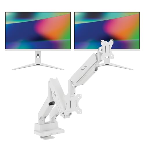 Image of Two Pixio PX27UM Mini LED White 27 inch Dual Mode UHD 4K 160Hz /FHD 1920x1080 320Hz Fast IPS Panel 1ms GTG Response Time Gaming monitor with Adaptive Sync HDR with PS2D White Ultrawide Heavy-Duty Premi
