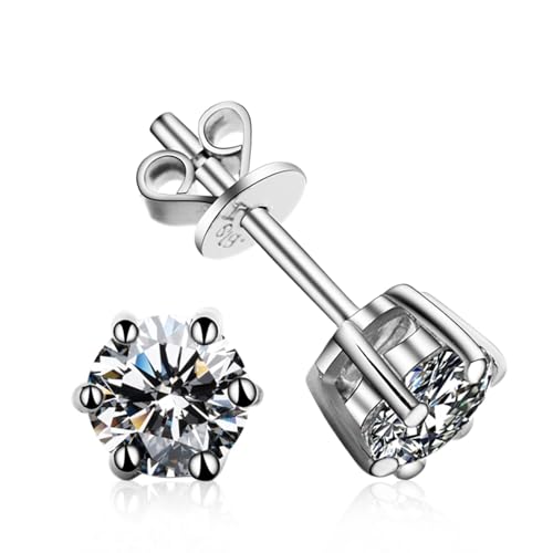 AMDXD Pendientes de oro blanco de 18 quilates 750, joyas de oro auténtico, diseño de laboratorio de diamante clásico, corte brillante, para mujer, oro de 18 quilates, Oro blanco de 18 quilates (750