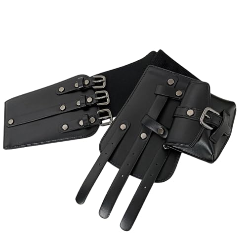 Ceinture large à triple fermeture pour femme avec poche de rangement intégrée