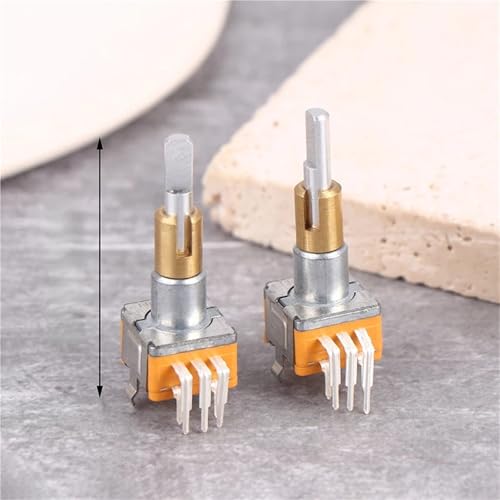 EC110701N2B Dual-Shaft Axis Rotary Encoder with Push Button Switch 360-Degree Rotation 30 Position 15 Pulse Handle