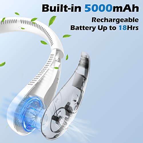 Image of Neck Fan, 5000mAh Foldable Bladeless Fan 360A‚ Cooling Wearable Personal Fan, Rechargeable Hand-free Neck Fan with 3 Speeds, 80 Air Outlet for Travel, Outdoor, Home, Office, School, Camping