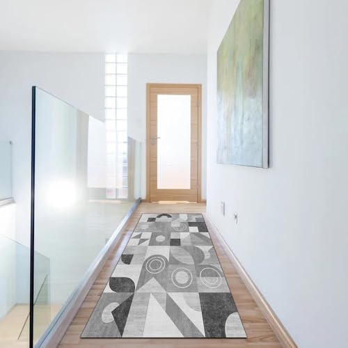 Alfombra de pasillo antideslizante y lavable que protege el suelo gris 6