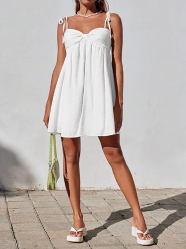 Women Sexy Tie Shoulder Cami Dress Casual Loose Sleeveless Backless Spaghetti Strap Ruched Layered Flowy Dress3