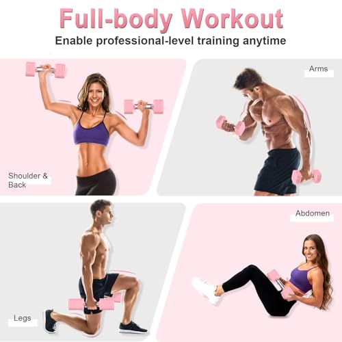 Image of Hezeyferg 30.8LB Adjustable Dumbbell Set, Hand Weights Set for Home Gym | Each Adjustable Weight Dumbbell with 6 Levels 4.4 /6.6 /8.8 /11 /13.2 /15.4lb, for Women /Men Full Body Workout