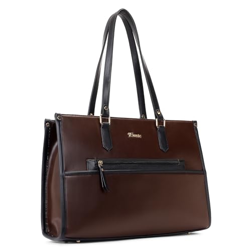 Image of EXOTIC Aveline Work Tote Bag for Women | Multi-Compartment Laptop Tote with Luggage Sleeve & Front Zip Pocket | Fits up to 14-Inch Laptop | Office & Travel Handbag