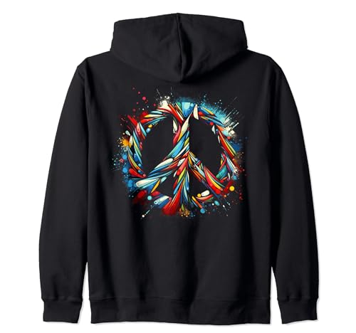 Cool Peace Sign Symbol Arte Abstracto Estilo Hombres Mujeres Sudadera con Capucha