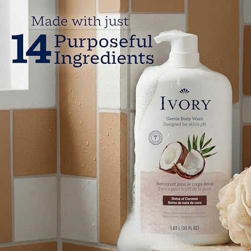 Image of Ivory Body Wash, Designed for the Whole Family, Gentle Formula, Free of Dyes Heavy Perfumes Parabens Phthalates & Silicones, Coconut Scent, 35 oz