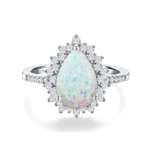 4.5 Carat Teardrop Engagement Birthstone Ring Sterling Silver Pear Cut Sapphire/Ruby/Emerald/Amethyst/Aquamarine Halo Ring Promise Anniversary Rings for Women Size 6-10