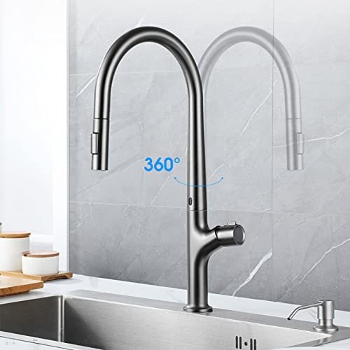 Grifo de cocina monomando gris plomo con diseño moderno de arco elevado 3