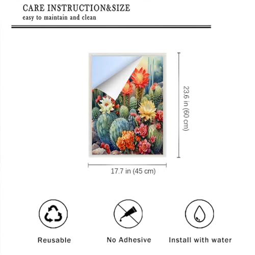 Película adhesiva para ventana cactus flor clásico 17.7x23.6 pulg miniatura 2