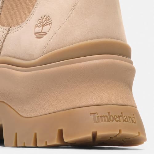 Timberland Women's Roxie Lane Mid Chelsea Boot, Light Beige Nubuck, 8 Medium