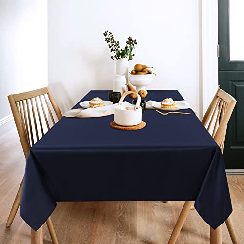 Image of sancua 2 Pack Navy Tablecloth 54 x 78 Inch, Rectangle 4 Feet Table Cloth - Stain and Wrinkle Resistant Washable Polyester Table Cover for Dining Tables, Buffet Parties and Camping