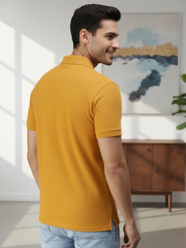 Image of Lux Cozi Men's T-Shirt with Chest Pocket | Polo T-Shirt for Man | Plain Casual Stylish | Half Sleeve| Cotton Blend Collar Polo T-Shirts for Men