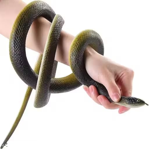 Image of RZA 2026 (Snake Pack of 1 pcs) ZA Realistic Black Rubber Snake Toy - 28-inch Lifelike Garden Prop for Scaring Birds Black Skane Fake Snake Toy