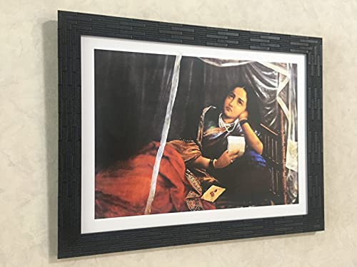 Image of Adventures� *Women in Deep Thoughts of Love*- Two Paintings by Raja Ravi Varma, Set of 2 Wall D�cor Frames. Matt Satin Print with MDF & 1 inchPS Black Frame. Size 14 inchx18 inch each.