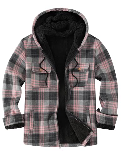 Ephemoca Mens Hoodies Zip Up Fleece Lined Flannel Shirt Jacket