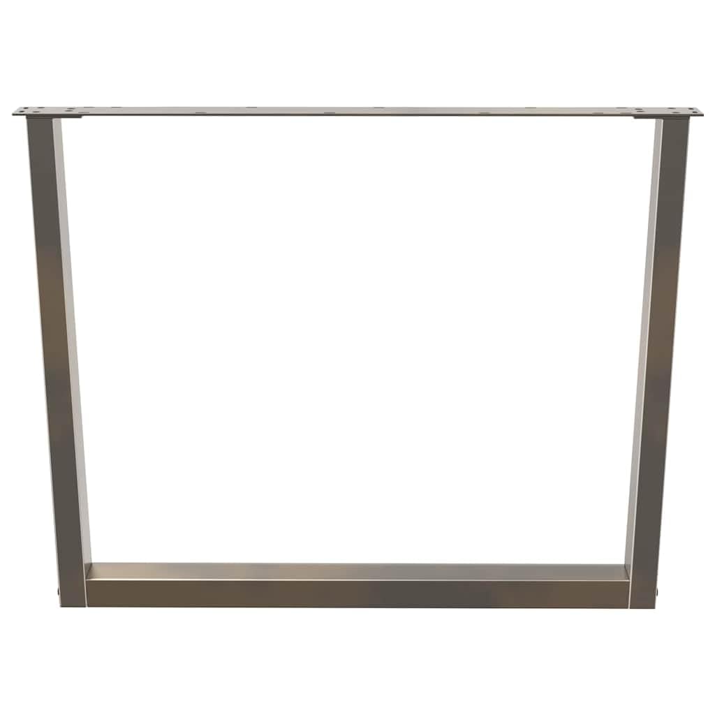 Nogi stołu w kształcie litery V, 3 sztuki stali naturalnej, 100 x (72-73,3) cm, malowany proszkowo metal do stołów jadalnych, biurka i mebli, regulowane nóżki