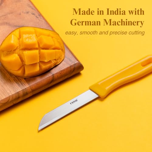 Image of Rena 5 Piece 90 mm Kitchen Knife Set, Sharp Serrated Stainless Steel Knife Set for Kitchen Use, for Fruits, Vegetables, Bread. Rust Resistant, Dishwasher Safe, Durable & Long Lasting