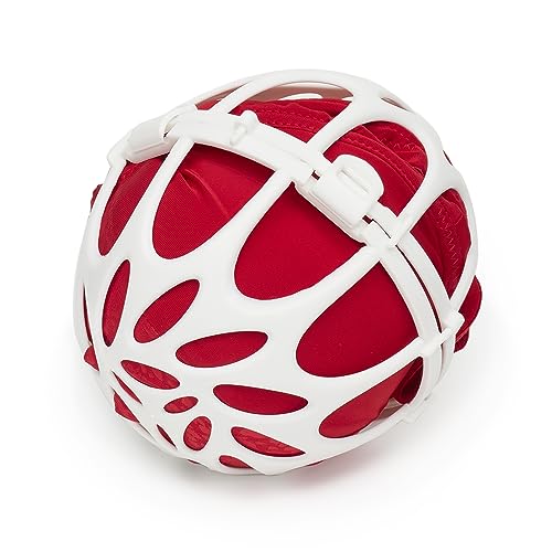 Home Basics Round Plastic White Laundry Bra Ball for Machine Washing Delicates 2 Interlocking Balls | Lock Closure for Secure Fit | Protects Delicates