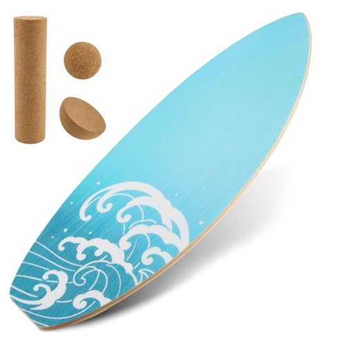3 En 1 Tabla De Equilibrio Para Adultos,Con Rodillo De Corcho Y Bola,Superficie Antideslizante Y Silenciosa,Balance Board Ideal Para Surfistas Y Practicantes De Snowboard,Capacidad De Carga De 200Kg