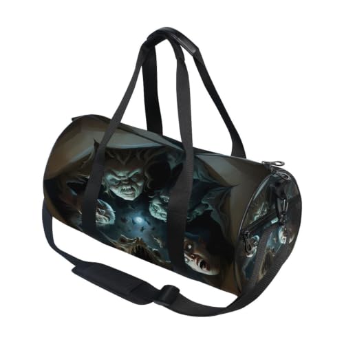 Bolsa de lona para viajes y deportes con diseño gótico y bolsillo