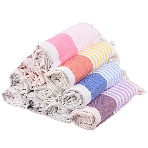 Macarrie 10 Pieces Turkish Beach Towels 39 x 71 Inch Large Pool T...
