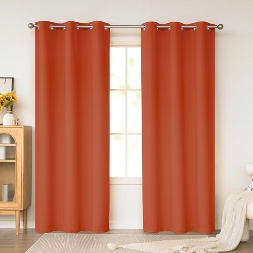 KEQIAOSUOCAI Burnt Orange Blackout Curtains 38x84 Grommet