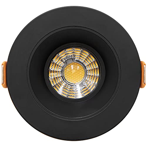 Maxxima 2 In. Ultra-Thin Recessed Anti-Glare Led Downlight - Canless Ic Rated, 550 Lumens, 5 Color Temperature Selectable 2700K/3000K/3500K/4000K/5000K, Dimmable, Round Black Trim, 90 Cri, J-Box Incl #TOP2