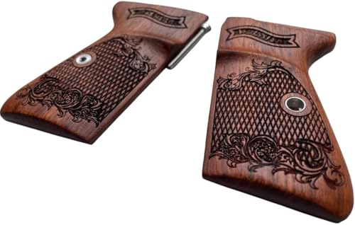 New! Grips Compatible with PPK/S, PP, New PPK/S .22 LR Praduak Wood, Flower Pattern Engraved, Thai Handmade
