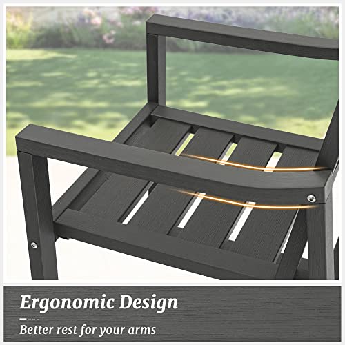 Cozyman Poly Outdoor Dining Chairs, 350Lbs, Patio Dining Chairs With Armrest, All Weather Outdoor Kitchen Chairs With Square Frame Legs For Outdoor Indoor, Lawn, Garden, Backyard, Dark Gray #TOP4