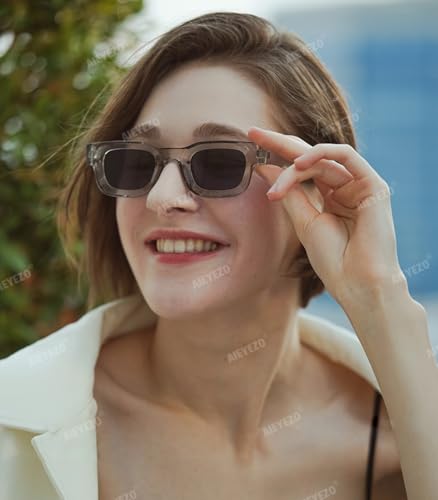 Image of AIEYEZO Modern Thick Rectangle Sunglasses for Women Men 90s Retro Chunky Square Polarized Sun Glasses UV400 Protection