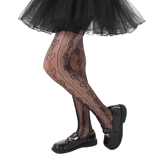 Image of Girls Lace Fishnet Tights Toddler Sheer Patterned Stockings Hollow Dance Pantyhose for Kids Halloween Tights