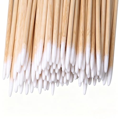 Image of RIKWOG 600pcs Pointed Cotton Swabs, 7cm /2.75in Precision Microblading Cotton Swab Cotton Sticks Applicator for Eyebrow Tattoo Beauty Make-up Nail Clean, Wood Handle Pointed Tip Head