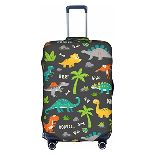Cute Funny Dinosaurs Cartoon Travel Luggage Cover Fits 18-32 Inch Luggage, Stretchy Suitcase Cover Protector with Concealed Zipper for Wheeled Suitcase Tsa Approved