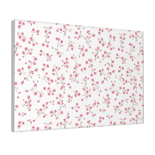 Lienzo de rosas rosadas Woshuwo con marco, arte de pared con acabado estético impecable