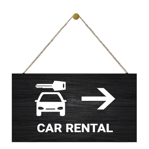 CAR RENTAL KEY AND VEHICLE ICON ON WOODEN TEXTURE