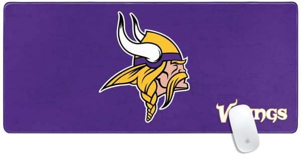 Skinit Extra Large Gaming Mouse Pad - Officially Licensed NFL Minnesota Vikings Distressed Design with Stitched Edges, Waterproof, Non-Slip Rubber Base, Desk Mat for Keyboard & Mouse