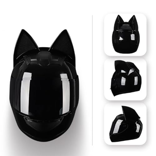 QJWMatic Casco de Moto con Orejas de Gato Cascos integrales con Viseras Cascos de Motocross Homologados ECE para Adultos Hombres Mujeres Cuatro Estaciones K,S50-53CM - imagen 5