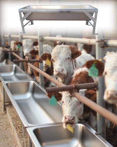 Schweinetrog Großes Fassungsvermögen für Stallviehtränken Hochleistungs-Tiertränke für Hunde, Haustiere und Geflügel Futtertränken Aus Verzinktem Stahl für Alpakas Im Außenbereich(With stand,50cm/19.6