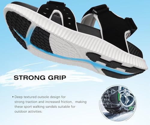 Image of KuaiLu Mens Hiking Sandals With Arch Support Sport Recovery Athletic Walking Sandals For Man Outdoor Summer Casual Thick Cushion Beach Water Fisherman Sandal Size 7-15