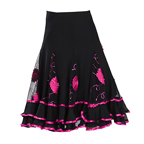 Jupe de danse pour spectacles latines et entraînements intensifs de salsa en couleur rose rouge
