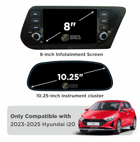 Image of Spartan Shield {2 PACK} SCREEN GUARD For NEW HYUNDAI i20 2024+ || INFOTAINMENT + INSTRUMENT Cluster Protector || Anti Scratch | HD Clarity | Water Resistant || Hyundai Digital Touch Screen Accessory 2026 [Not Tempered Glass] (8-inch Combo)