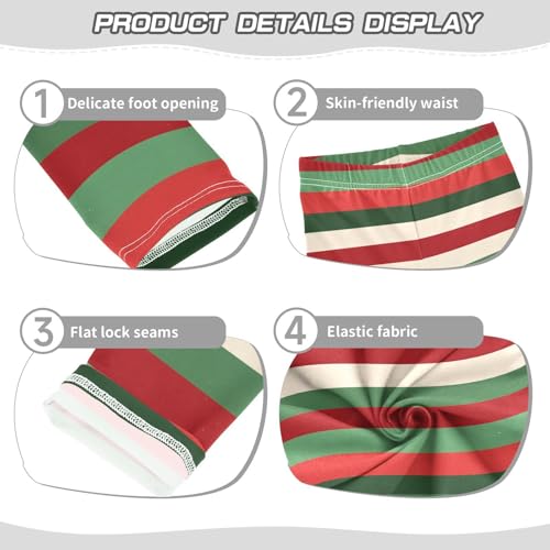 ALAZA Girls' Leggings Children's Yoga Pants Skinny Printed Dance Christmas Green Red Stripe Comfortable 4T2