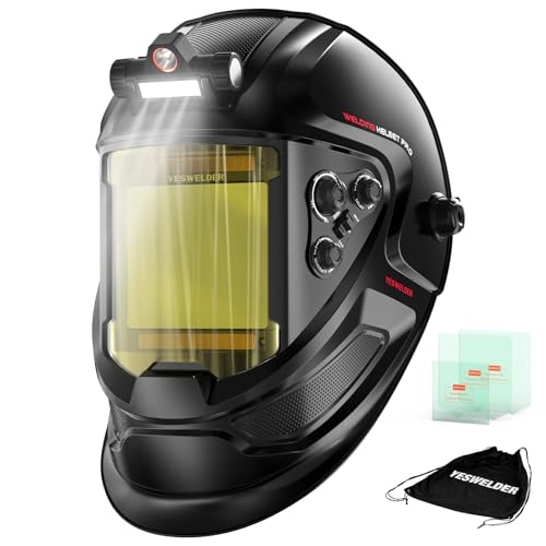 YESWELDER Large View Welding Helmet with LED Light